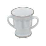 Round Porcelain Incense Burner White Silver - 006 02