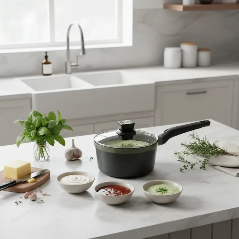 Olive Green Granite Non-Stick Sauce Pan 20 cm-Gourmet Sauces Made Easy