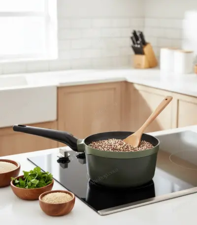Olive Green Granite Non-Stick Sauce Pan 20 cm-Perfectly Cooked Grains