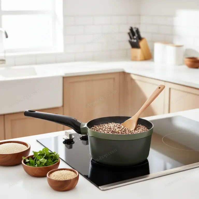 Olive Green Granite Non-Stick Sauce Pan 20 cm-Perfectly Cooked Grains