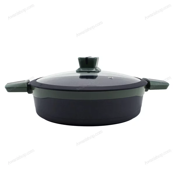 Granite Non-Stick Low Casserole 28 cm Olive Green