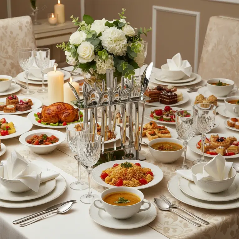 38-Piece Stainless Steel Cutlery Set with Stand – Gold Stripe-Family Gatherings
