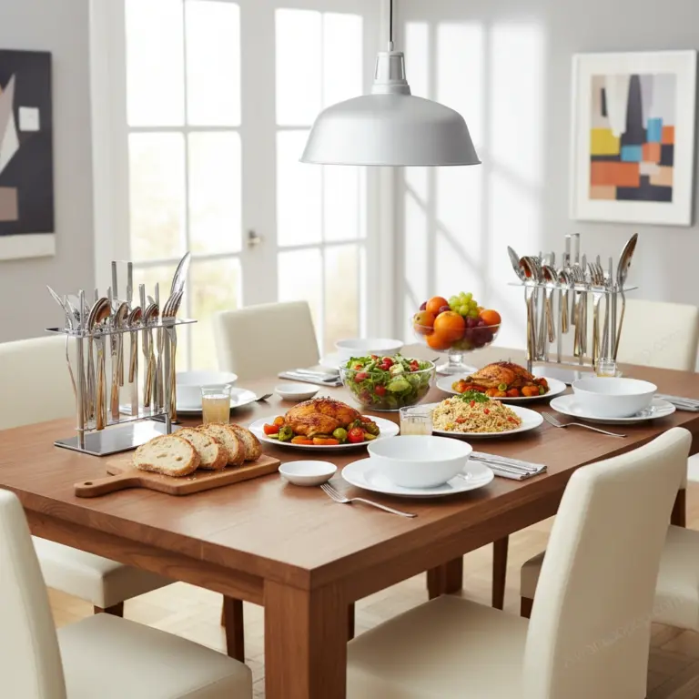 38-Piece Stainless Steel Cutlery Set with Stand – Gold Stripe -Everyday Use