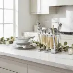 38-Piece Stainless Steel Cutlery Set with Stand – Silver & Gold Patterned-Holiday Hosting
