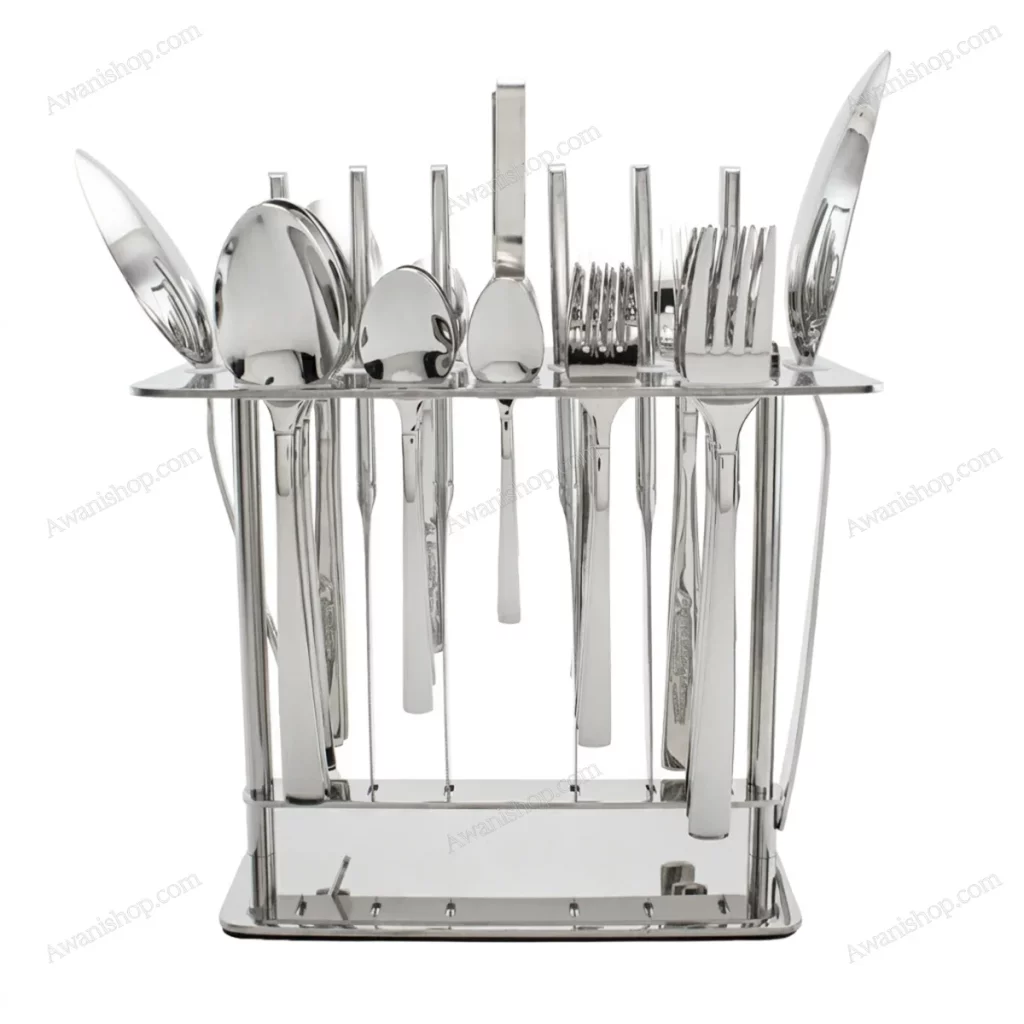 38-Piece Stainless Steel Cutlery Set with Stand – Classic Silver