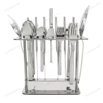 38-Piece Stainless Steel Cutlery Set with Stand – Classic Silver