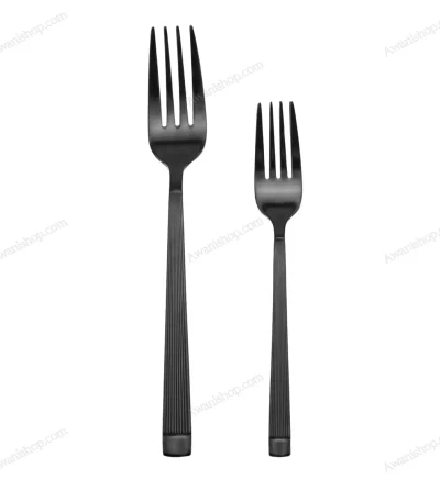 38-Piece Stainless Steel Cutlery Set with Stand – Dark Ribbed — view 2