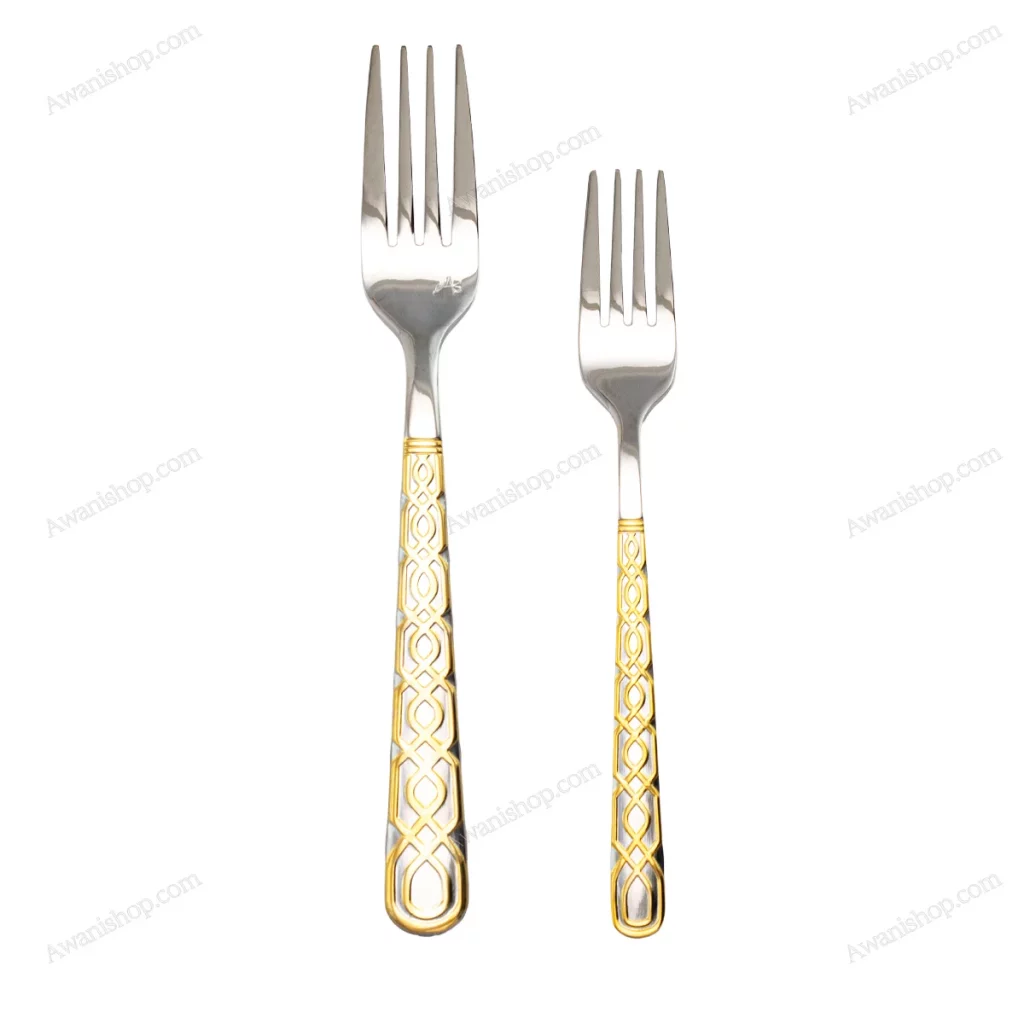 38-Piece Stainless Steel Cutlery Set with Stand – Silver & Gold Patterned — view 2