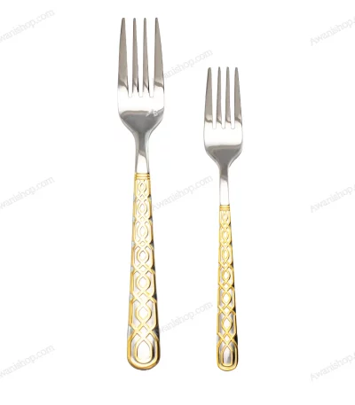 38-Piece Stainless Steel Cutlery Set with Stand – Silver & Gold Patterned — view 2