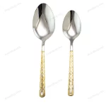 38-Piece Stainless Steel Cutlery Set with Stand – Silver & Gold Patterned — view 3
