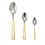 38-Piece Stainless Steel Cutlery Set with Stand – Silver & Gold Patterned — view 4