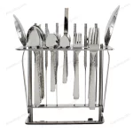 38-Piece Stainless Steel Cutlery Set with Stand – Hammered Textured