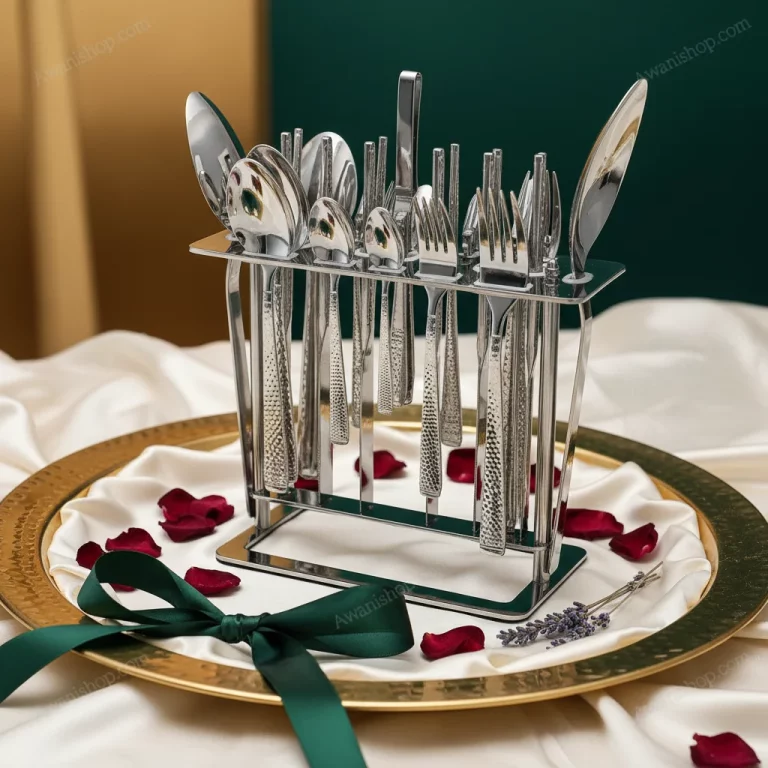 38-Piece Stainless Steel Cutlery Set with Stand – Hammered Textured — Cultural Celebrations