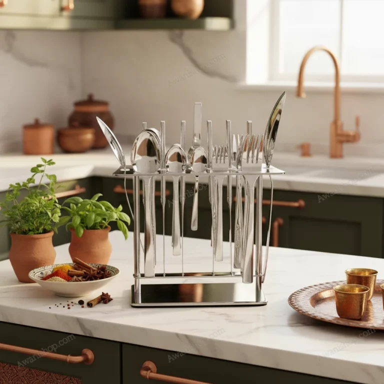 38-Piece Stainless Steel Cutlery Set with Stand – Classic Silver — Everyday Dining