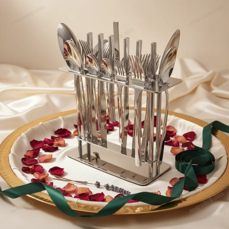 38-Piece Stainless Steel Cutlery Set with Stand – Classic Silver — Gift Registries