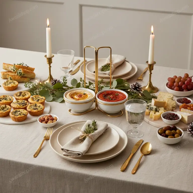 Decorative Serving Stand with Two Ceramic Bowls-Chic Date Night Display