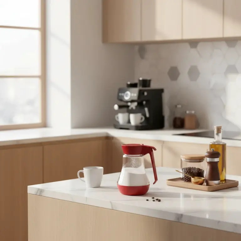 Glass Sugar Dispenser with Red Lid -Morning Coffee Ritual