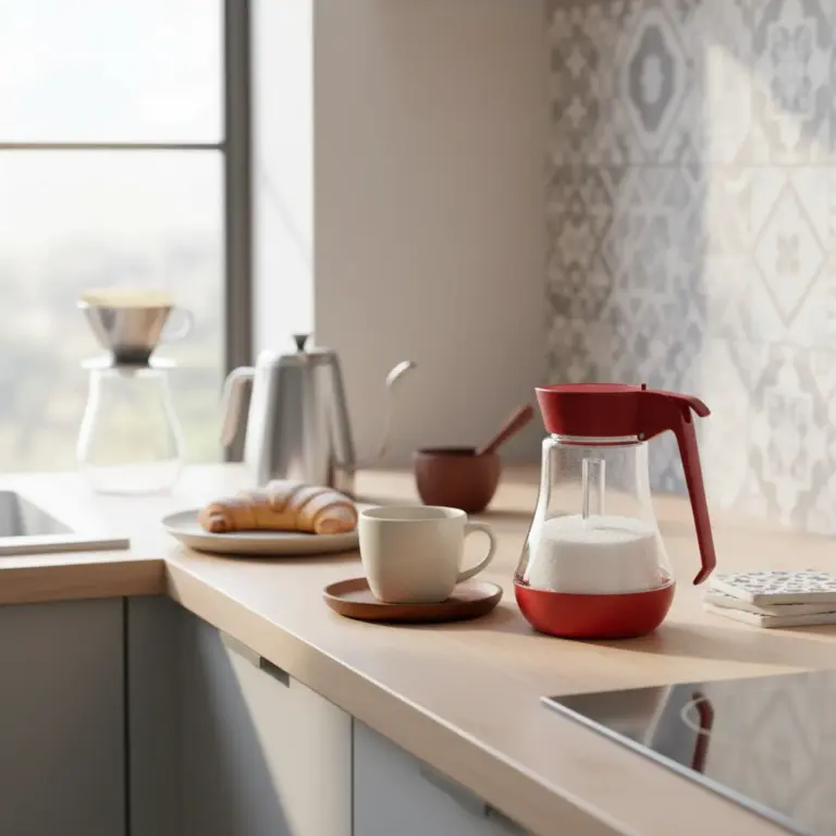 Glass Sugar Dispenser with Red Lid -Chic Café Corner