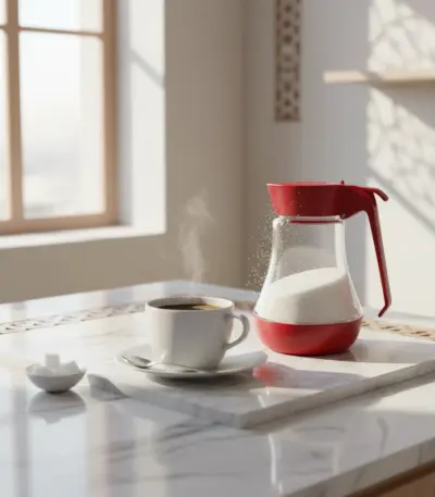 Glass Sugar Dispenser with Red Lid -Elegant Afternoon Tea