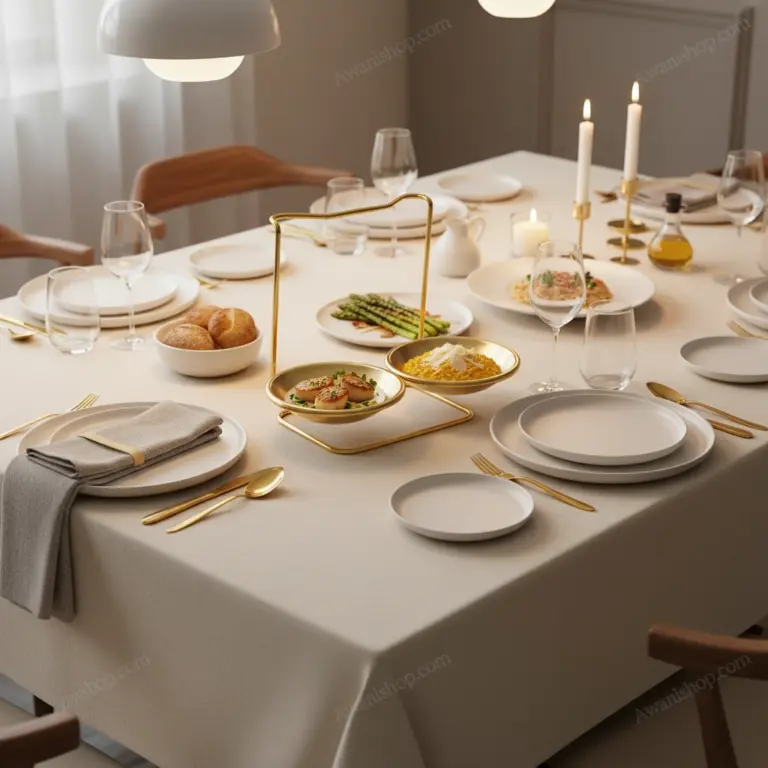 Gold Steel Serving Stand with Two Steel Bowls-Elegant Dinner Companion