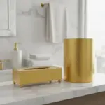 Hammered Metal Tissue Box & Waste Bin Set-Elegant Bathrooms