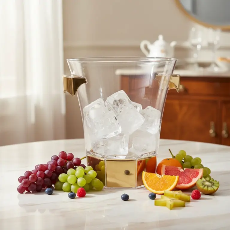 Hexagonal Ice Bucket with Gold Accents-Fruit Presentations