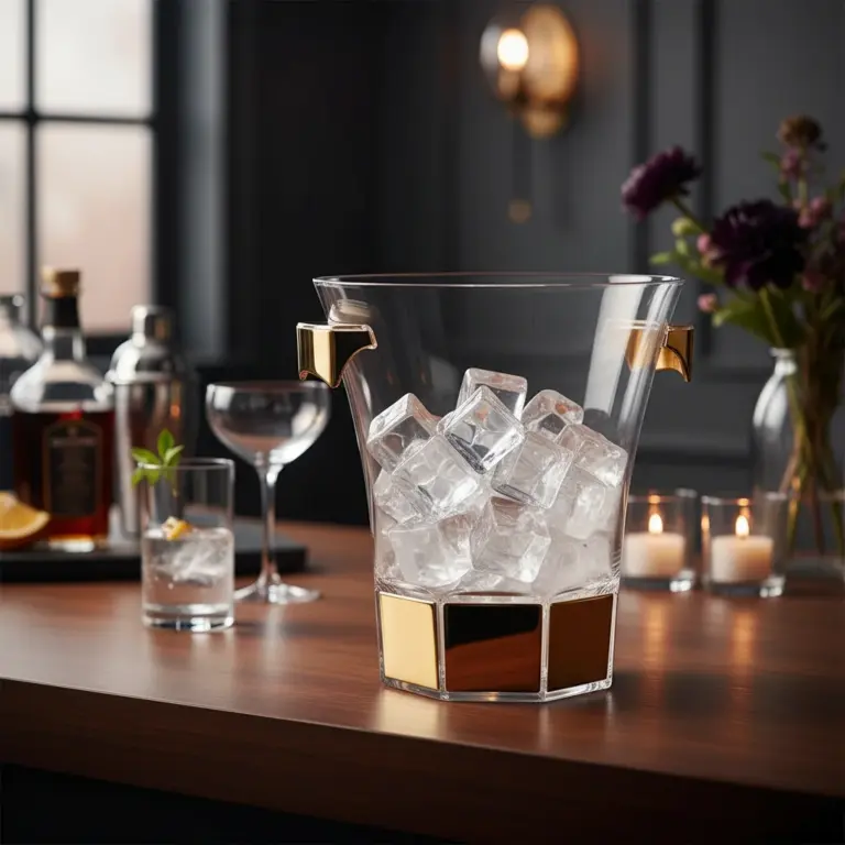 Hexagonal Ice Bucket with Gold Accents-Cocktail Parties
