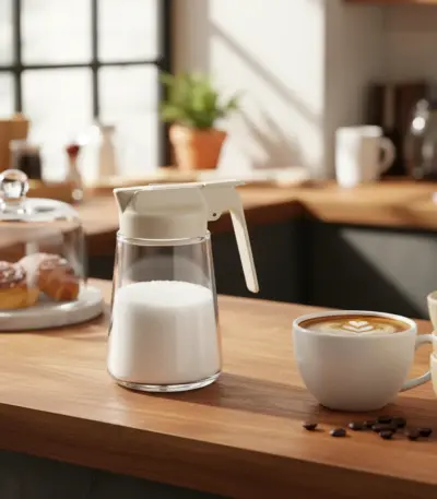 Pastel Glass Sugar Dispenser -Morning Coffee Ritual