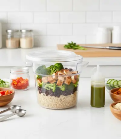 Plastic Food Storage Container with Lid 1L-Leftover Storage