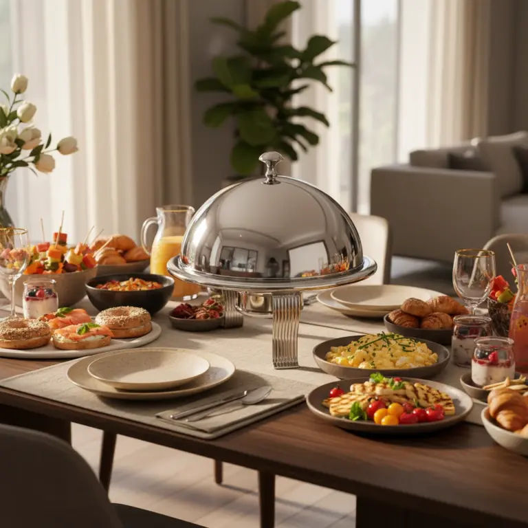 Round Ceramic Buffet Server with Chrome Dome Lid-Elegant Majlis Gathering