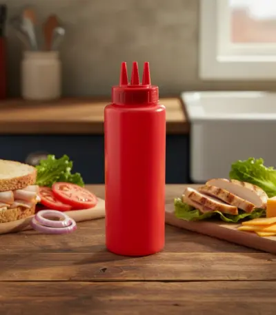 Triple-Nozzle Sauce Squeeze Bottle Set 1000ml (2-Piece) -Artisanal Sandwich Crafting