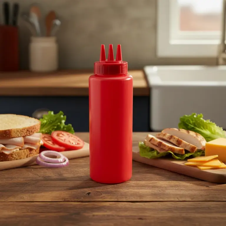 Triple-Nozzle Sauce Squeeze Bottle Set 1000ml (2-Piece) -Artisanal Sandwich Crafting