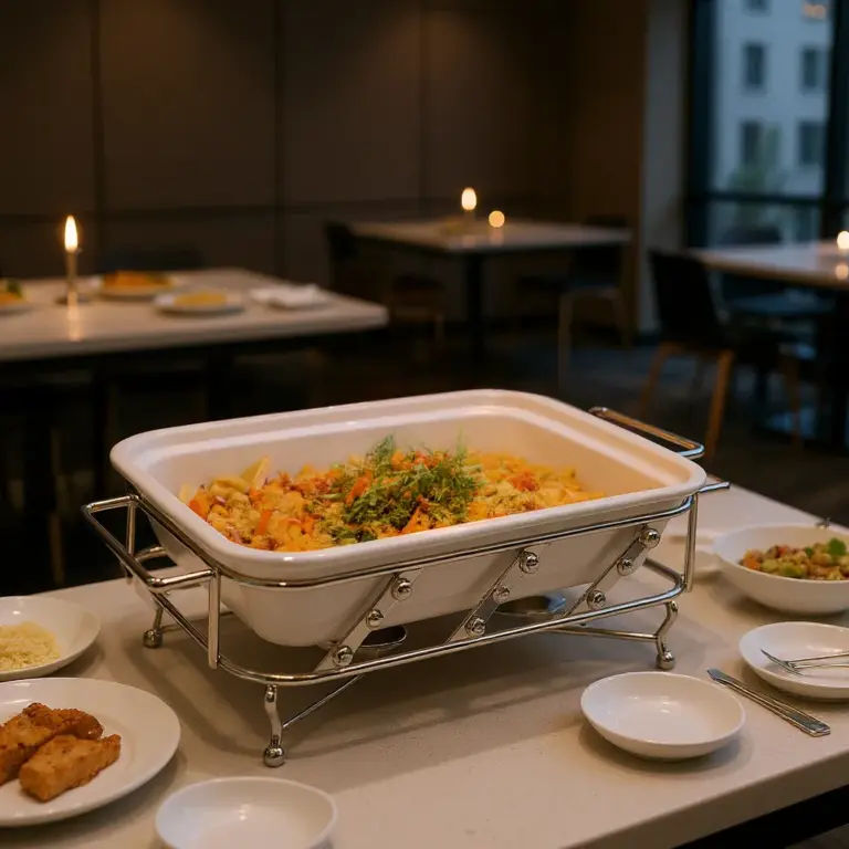 Rectangular Ceramic Buffet Food Warmer — Corporate Events