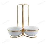 Decorative Serving Stand with Two Ceramic Bowls
