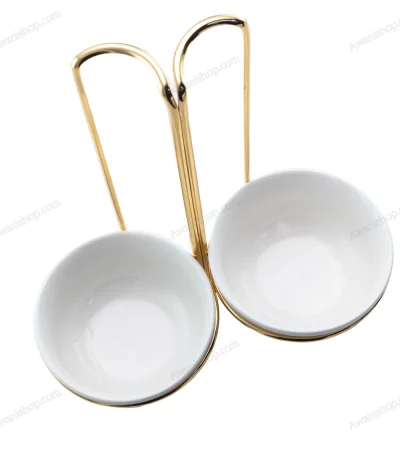 Decorative Serving Stand with Two Ceramic Bowls — view 2
