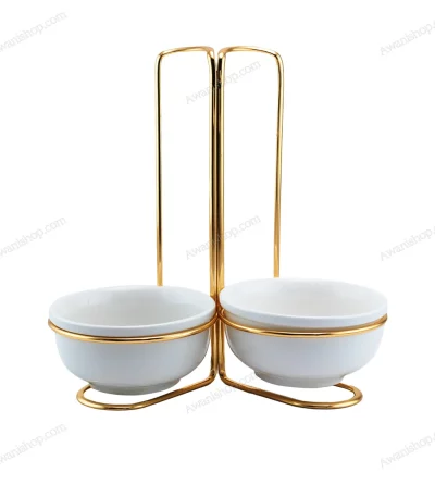 Decorative Serving Stand with Two Ceramic Bowls