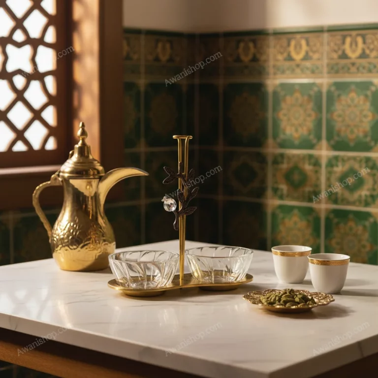Decorative Two-Bowl Serving Stand with Glass Bowls — Home Coffee Corner Styling
