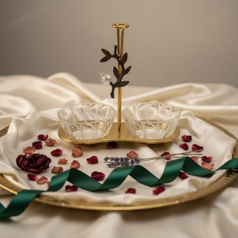 Decorative Two-Bowl Serving Stand with Glass Bowls — Ramadan Iftar Tables