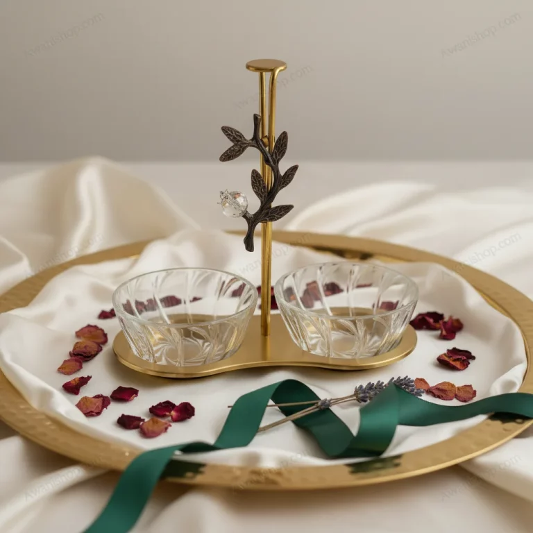 Decorative Two-Bowl Serving Stand with Glass Bowls — Wedding & Occasion Gifting