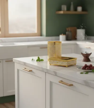Perforated Metal Tissue Box & Waste Bin Set — Gift-Givers Seeking Elegance
