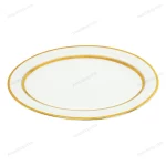 Porcelain Oval Serving Platter with Gold Geometric Border 30 cm