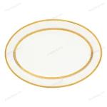 Porcelain Oval Serving Platter with Gold Geometric Border 30 cm — view 2