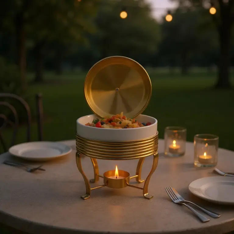Round Ceramic Food Warmer with Tealight Burner — Chic Outdoor Entertaining