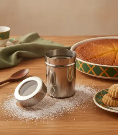 Stainless Steel Powder Shaker Dredge with Fine Mesh Lid — Home Bakers