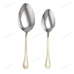 6-Piece Stainless Steel Serving Spoon Set with Stand – Gold Accented — view 3