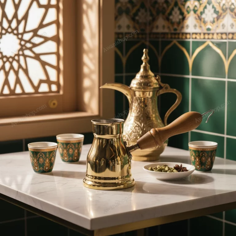 Traditional Brass Turkish Coffee Pot with Wooden Handle — Morning Ritual Enhancement