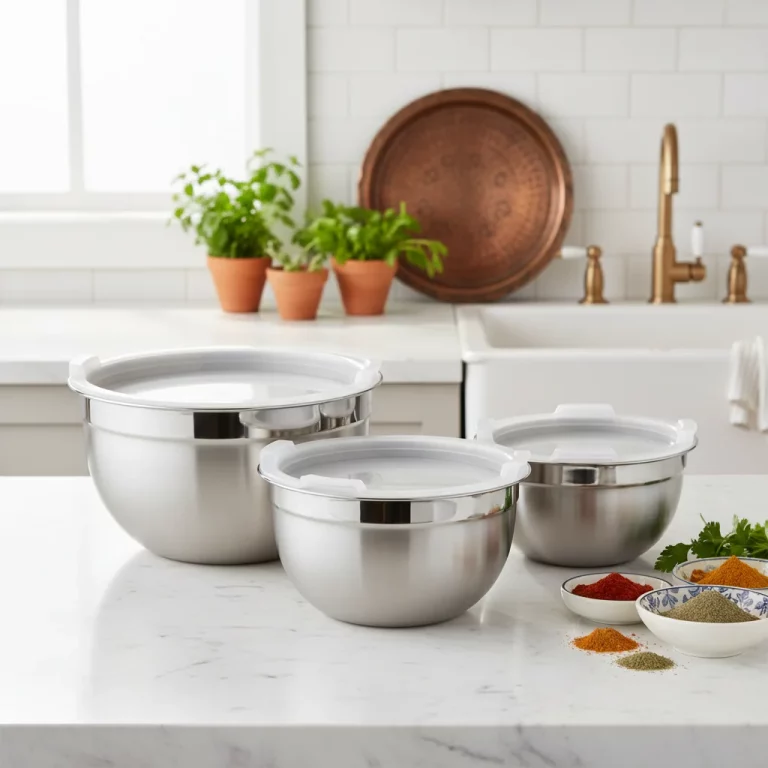 Vinos Stainless Steel 3-Piece Bowl Set with Plastic Lids — Everyday Food Prep