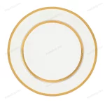 White Porcelain Plate Gold Geometric Border 19cm