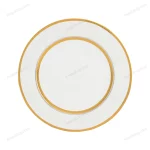 White Porcelain Plate Gold Geometric Border 23cm