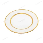 White Porcelain Plate with Gold Geometric Border 23 cm